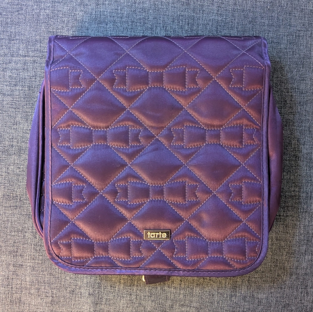 Tarte Purple Satin Quilted Toiletries, Cosmetics & Make-up Travel Bag